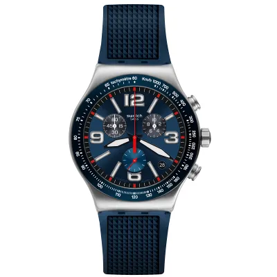 Swatch Casual Unisex Watch Blue Quartz Blue Grid